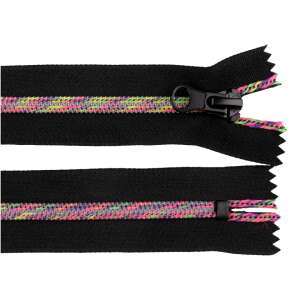 16 cm black zipper with rainbow tape and black slider - Art & Craft