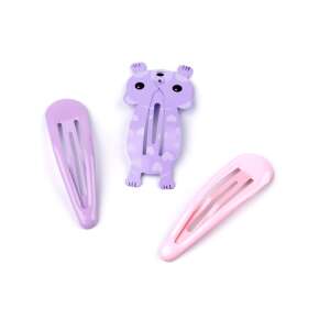 3 piece set of cute animal hair clips for girls, purple and pink, 5 cm - Hair Clip, Headband