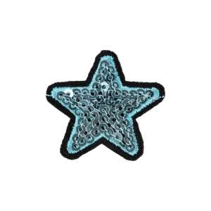 Kék csillag vasalható matrica csillogókkal, 35 mm - Vasalható matrica