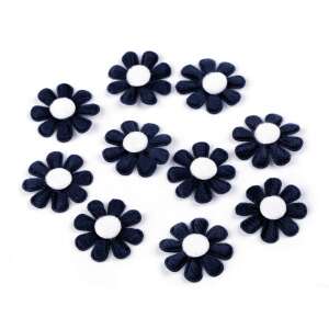 10 pack of 27mm dark blue felt daisy flowers with white centers, great for crafts and decorations - Artificial Plant & Flower