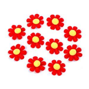 10 pack of red felt daisy flowers, 27mm diameter - Art & Craft