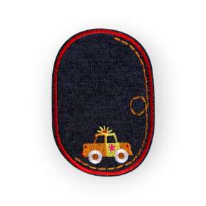 Petică de călcat cu un design de mașină galbenă, 7.8 x 12 cm, margine roșie, pentru îmbrăcăminte pentru copii - Produse Mercerie