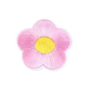 Világos rózsaszín virág vasalható folt, 30 mm, hímzett, ruházathoz, táskákhoz és kiegészítőkhöz - Vasalható matrica