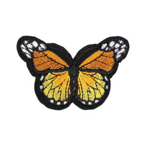 Sárga és narancssárga pillangó vasalható applikáció, 48 x 70 mm - Vasalható matrica