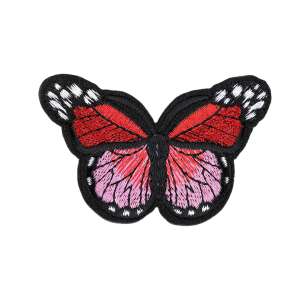 Rózsaszín és piros pillangó vasalható applikáció, 48 x 70 mm - Vasalható matrica