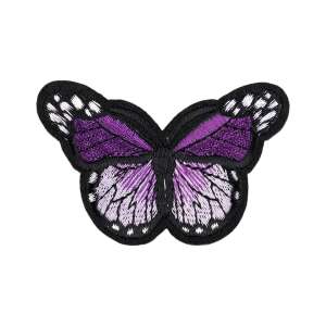 Purple butterfly iron-on patch, 48 x 70 mm, for clothing, bags, and more - Iron-on patch