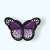 Purple butterfly iron-on patch, 48 x 70 mm, for clothing, bags, and more