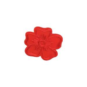 Piros hímzett virág vasalható folt, 35 mm - Vasalható matrica