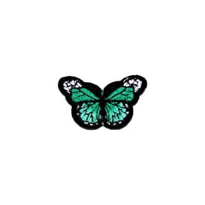Emerald green butterfly iron-on patch, 43 x 29 mm - Iron-on patch