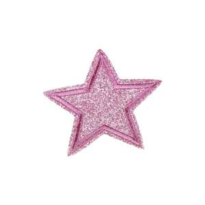 Pink glitter star iron-on patch, 6.5 cm - Iron-on patch