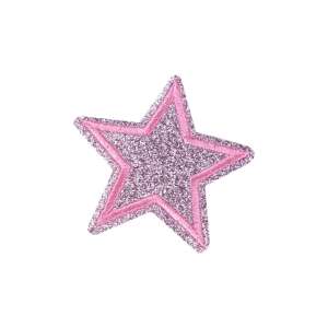 Lila csillámos csillag vasalható applikáció, 6,5 cm, ruhákhoz, táskákhoz, cipőkhöz és otthoni dekorációhoz - Vasalható matrica