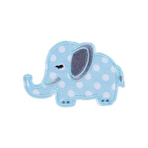 Blue elephant iron-on patch, 55 x 82 mm, for clothes, bags, and more - Iron-on patch