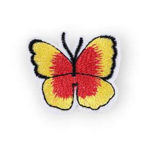 Yellow and red butterfly iron-on patch, 36 x 40 mm - Iron-on patch