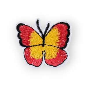Piros és sárga pillangó vasalható matrica, 36 x 40 mm - Vasalható matrica
