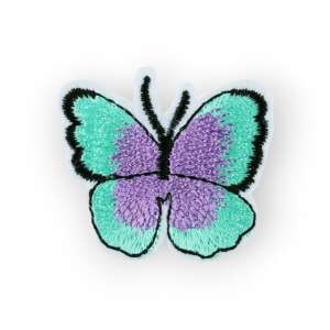 Green and purple butterfly iron-on patch, 36 x 40 mm - Iron-on patch