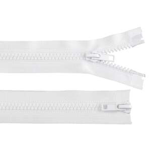 White plastic zipper, 65 cm long, with two sliders, Chrysalis brand - Art & Craft