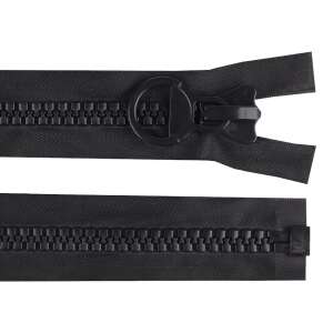 Black 70cm non-removable zipper with plastic teeth and a large round puller - Art & Craft