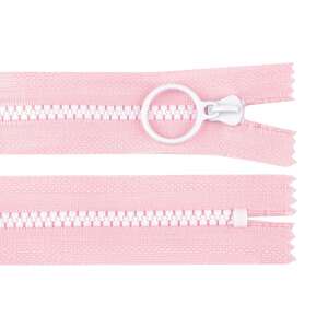 Light pink zipper with white teeth and slider, 20 cm long - Art & Craft