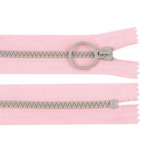 Pink non-separable zipper, 20 cm long, Chrysalis brand, with silver slider and puller - Art & Craft