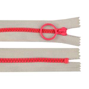 Chrysalis 20cm non-removable zipper, grey and pink, 5 teeth, for sewing projects - Art & Craft