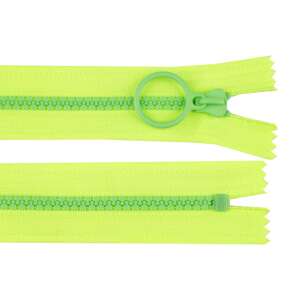 Neon green and green Chrysalis non-removable plastic zipper, 20 cm long - Art & Craft
