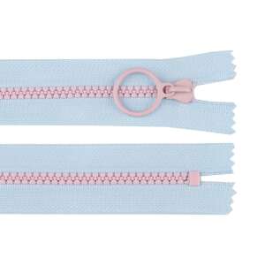 Light blue zipper with pink teeth and slider, 20 cm long, Chrysalis brand - Art & Craft
