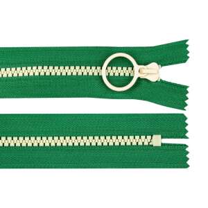 Green zipper with cream slider and puller, 20 cm long, Chrysalis brand - Art & Craft