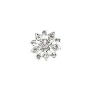 Silver rhinestone brooch for wedding bouquet, front view - Brooch