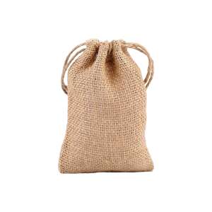 Juta rusztikus dísztáska, 9 x 14 cm, Natural ecru, small burlap bag with drawstring - Gift bag
