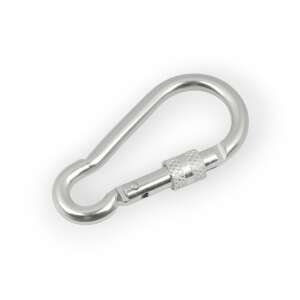 Silver metal carabiner with safety latch, 35 x 70 mm - Carabiner