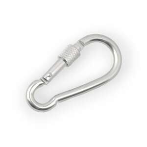 Silver metal carabiner with safety latch, 30 x 60 mm - Carabiner