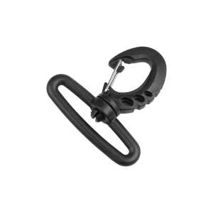Black swivel plastic carabiner, 50mm, for attaching straps and bags - Carabiner