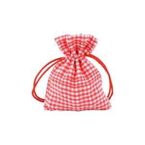 Red gingham drawstring gift bag, 10 x 13 cm - Art & Craft