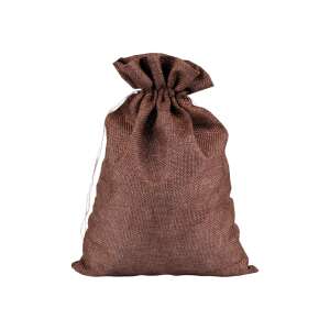 Barna juta utánzatú húzózsinóros táska, 19.5 x 27 cm, ideális szárított gyógynövények, fűszerek vagy más apró dolgok tárolására - Művészet & Hobbi