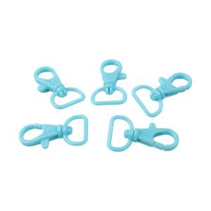 5 pack of blue plastic swivel snap hooks, 14 x 26 mm, 17 mm wide, for bags, straps, and accessories - Carabiner