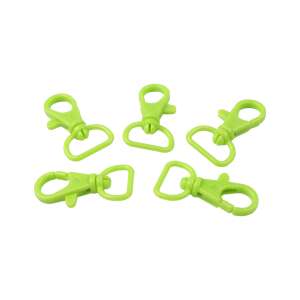 5 pack of green plastic swivel snap hooks, 17mm wide, 14 x 26mm, for bags, straps, and accessories - Carabiner