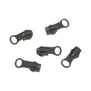 5 darabos szürke fém cipzárhúzó készlet 7 mm-es vízálló spirálcipzárakhoz - Művészet & Hobbi