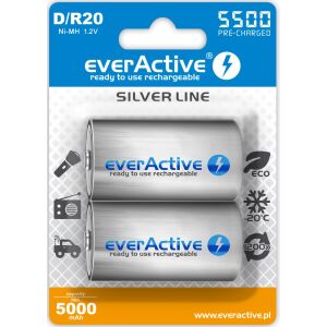 everActive R20 D 5500mAh Ni-MH Akkus Batterien 2er-Pack - EverActive