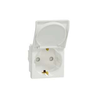 Schneider New Unique 2-module socket outlet with shutter, cover and grounding, white - Schneider Socket & Outlet