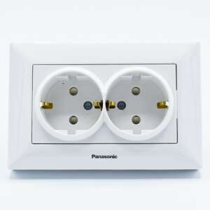 Panasonic Arkedia double socket outlet with grounding and child protection, white - Socket & Outlet