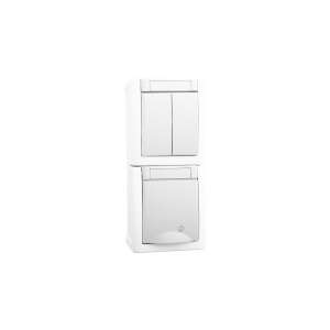 Panasonic Pacific IP54 white switch and socket combination - Light Switch