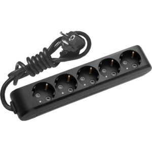 X-tendia 5-Outlet Black Power Strip with 3-Meter Cord - Extension Cord