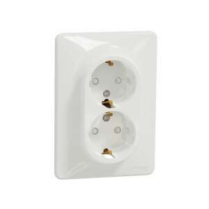 Schneider Sedna Design double socket with grounding, white, 16A, IP20 - Schneider Socket & Outlet