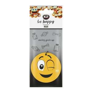 K2 Be Happy Man car air freshener, yellow smiley face design - Car Air Freshener