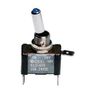 Blue LED illuminated toggle switch, 12V, 20A, 2-pin, R13-404 - Light Switch