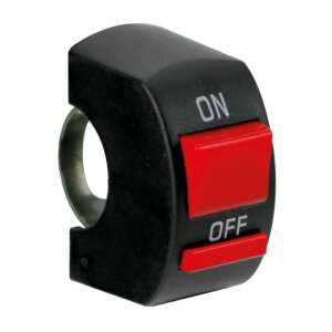 On-Off switch for handlebars, 12V, 10A, black, red buttons, universal fit - Light Switch