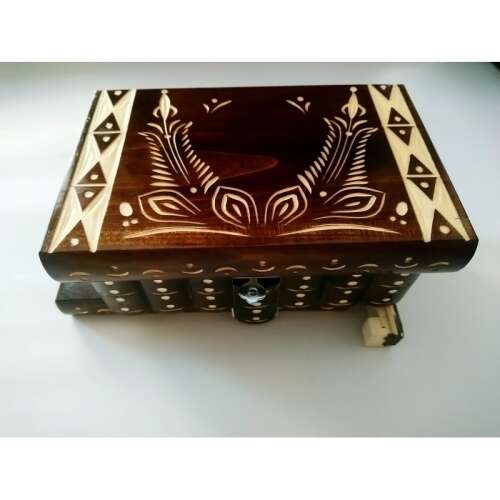 Wooden Puzzle Jewelry Box with Hidden Key and Secret Compartment for Rings and Money - Challenge Puzzle 105274721