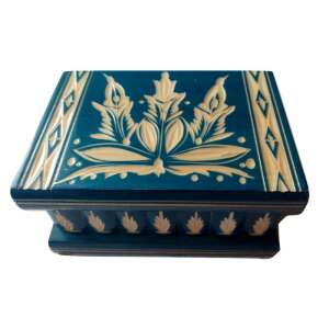 Wooden Jewelry Box Puzzle Box with Hidden Key Secret Storage for Rings Money Challenge Brain Teaser Blue 105275000 - Interior design