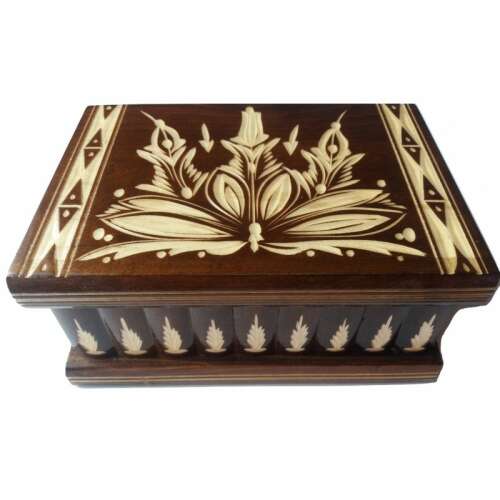 Large Jewelry Storage Box Puzzle Box Wooden Trinket Box Hidden Key Treasure Chest Brown 105275126