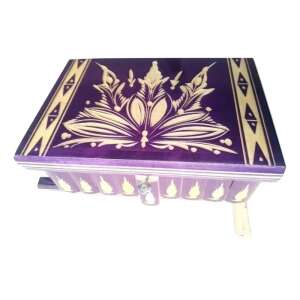 Large Jewelry Box Magic Puzzle Box Wooden Trinket Box Hidden Key Treasure Chest Purple 105275122 - Jewelry Box